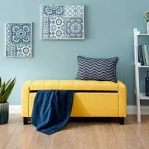BOXED GFW VERONA MUSTARD OTTOMAN STORAGE BENCH (1 BOX)