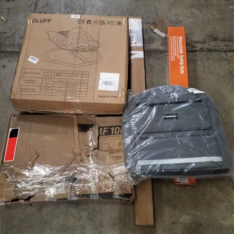PALLET CONTAINING ASSORTED PRODUCTS INCLUDING RETRACTABLE SAFETY GATE, MOBILITY SCOOTER BAG, LED BATTEN LIGHTS, SCOOTER & OWL SWIVEL CHAIR