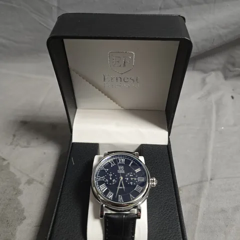 BOXED ERNEST FERDINAND QUARTZ WRISTWATCH β BLUE DIAL