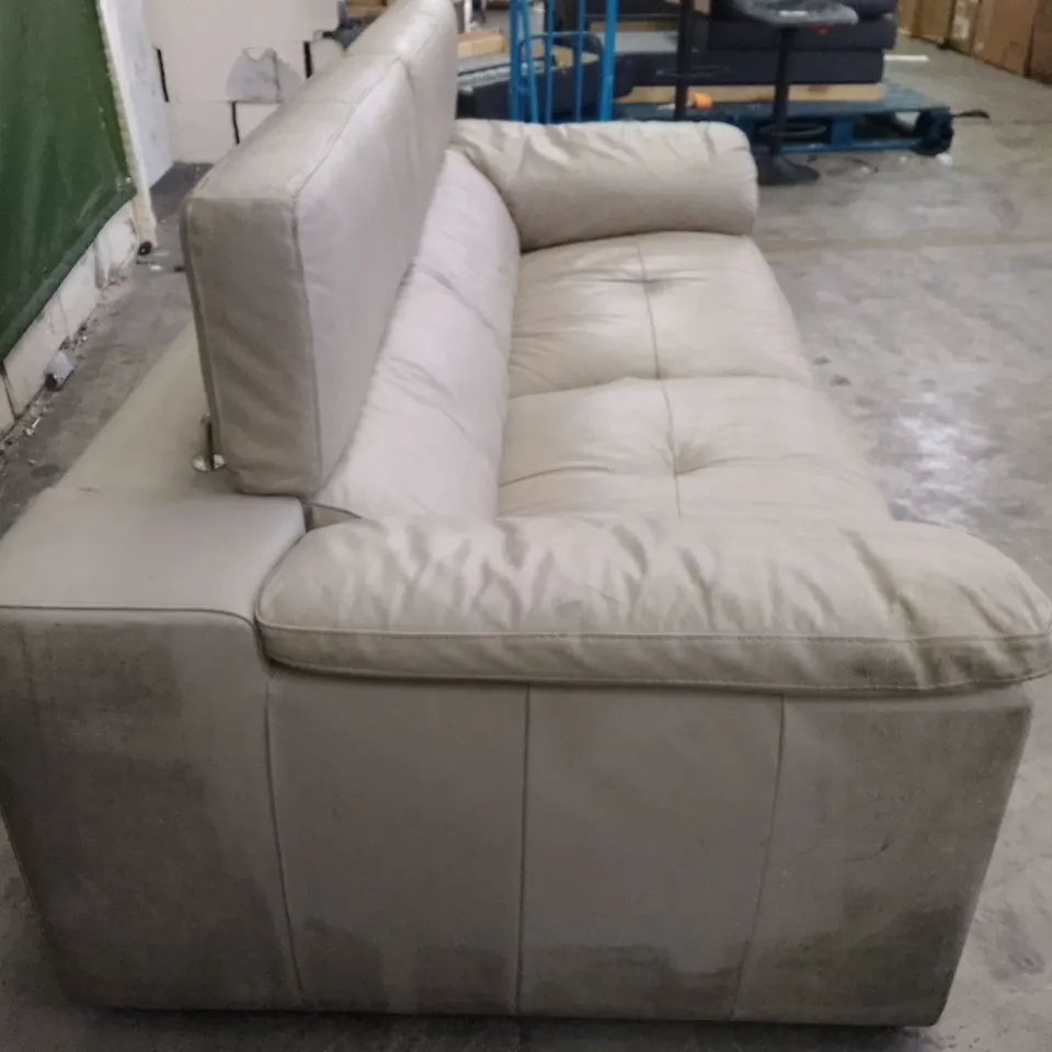 QUALITY DESIGNER 2.5 SEATER SOFA - LIGHT GREY LEATHER 