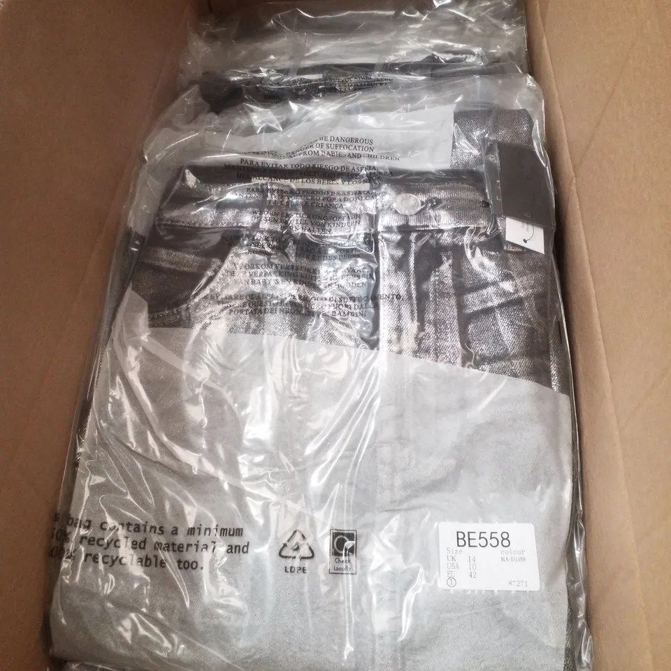 BOX CONTAINING APPROXIMATELY 16 BRAND NEW SIMPLY BE DENIM SHINY A LINE MAXI SKIRTS - SIZE 14