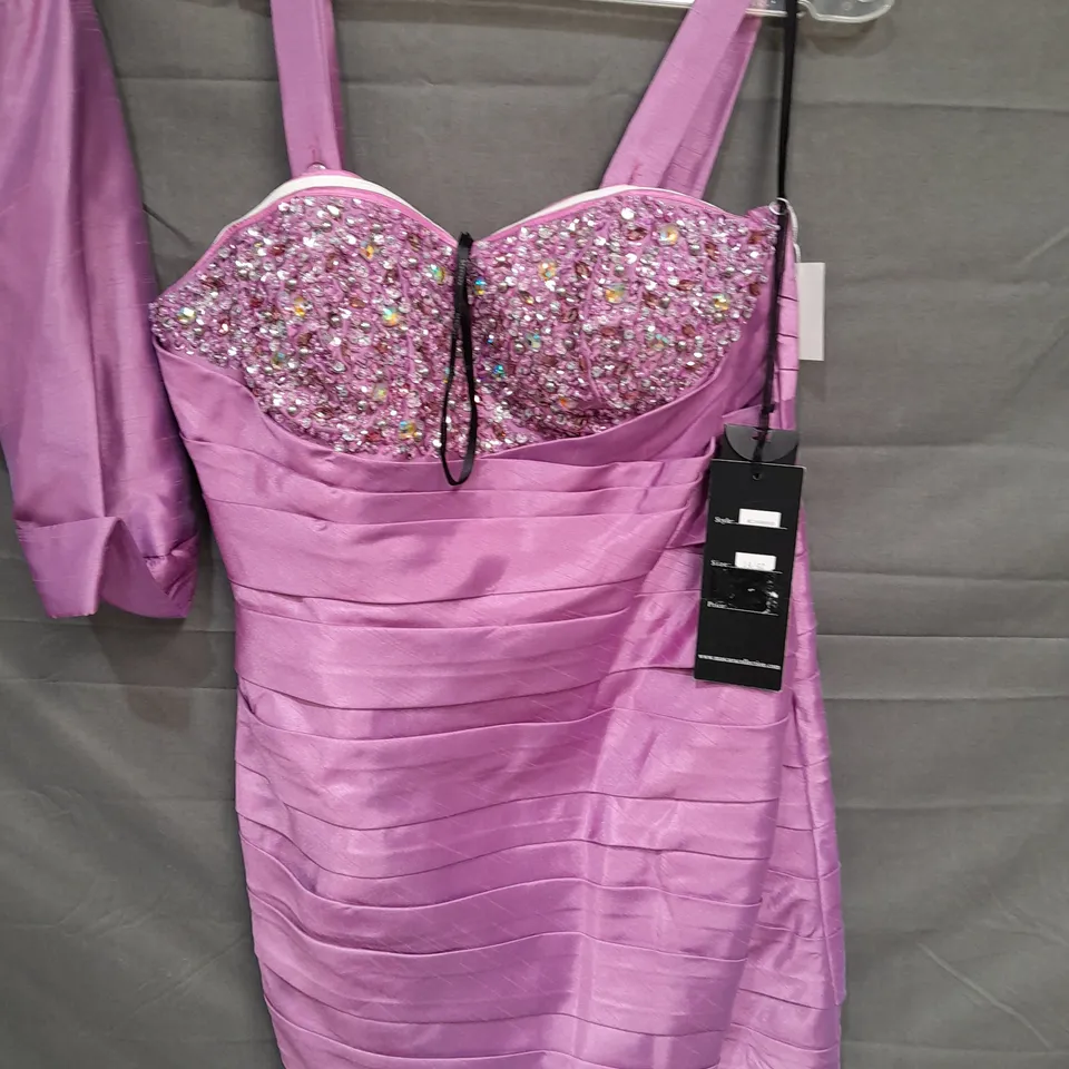 MASCARA EMBELLISHED OCCASIONAL DRESS AND JACKET SET IN PINK - 14
