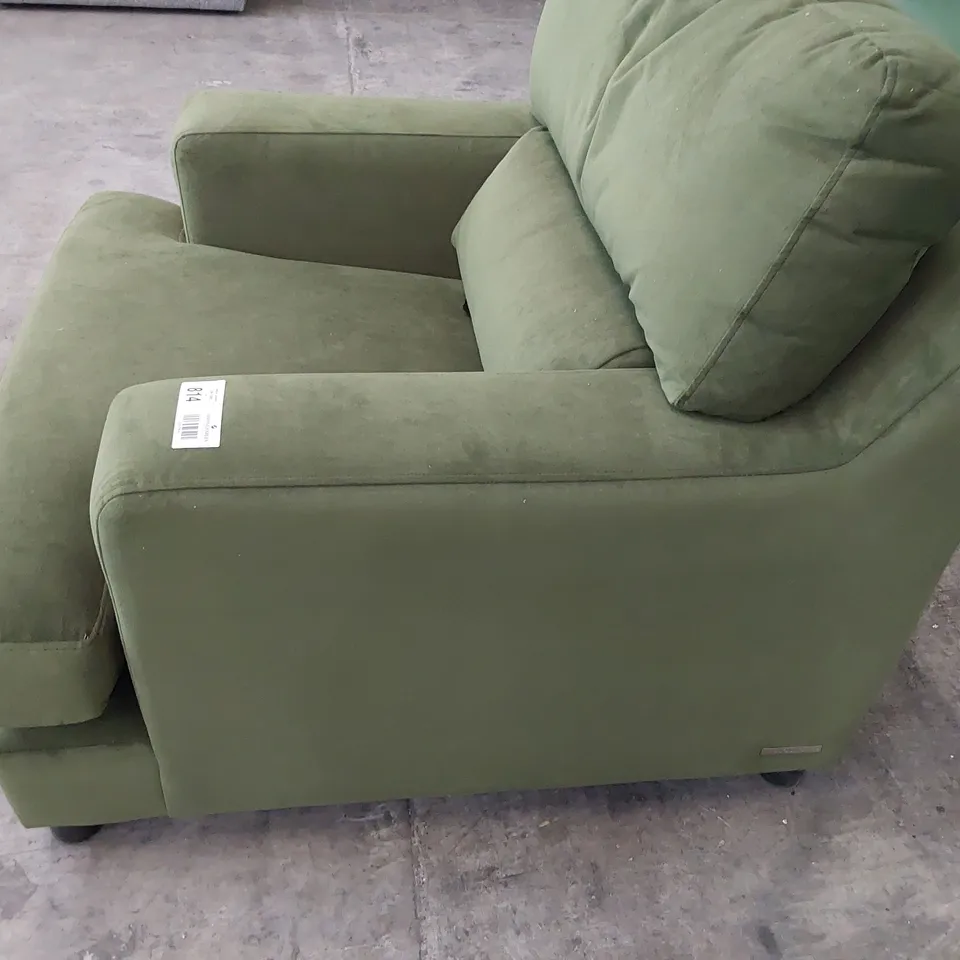 QUALITY BRITISH DESIGNER LOUNGE Co. ROMILLY EASY CHAIR WOODLAND MOSS PLUSH FABRIC 