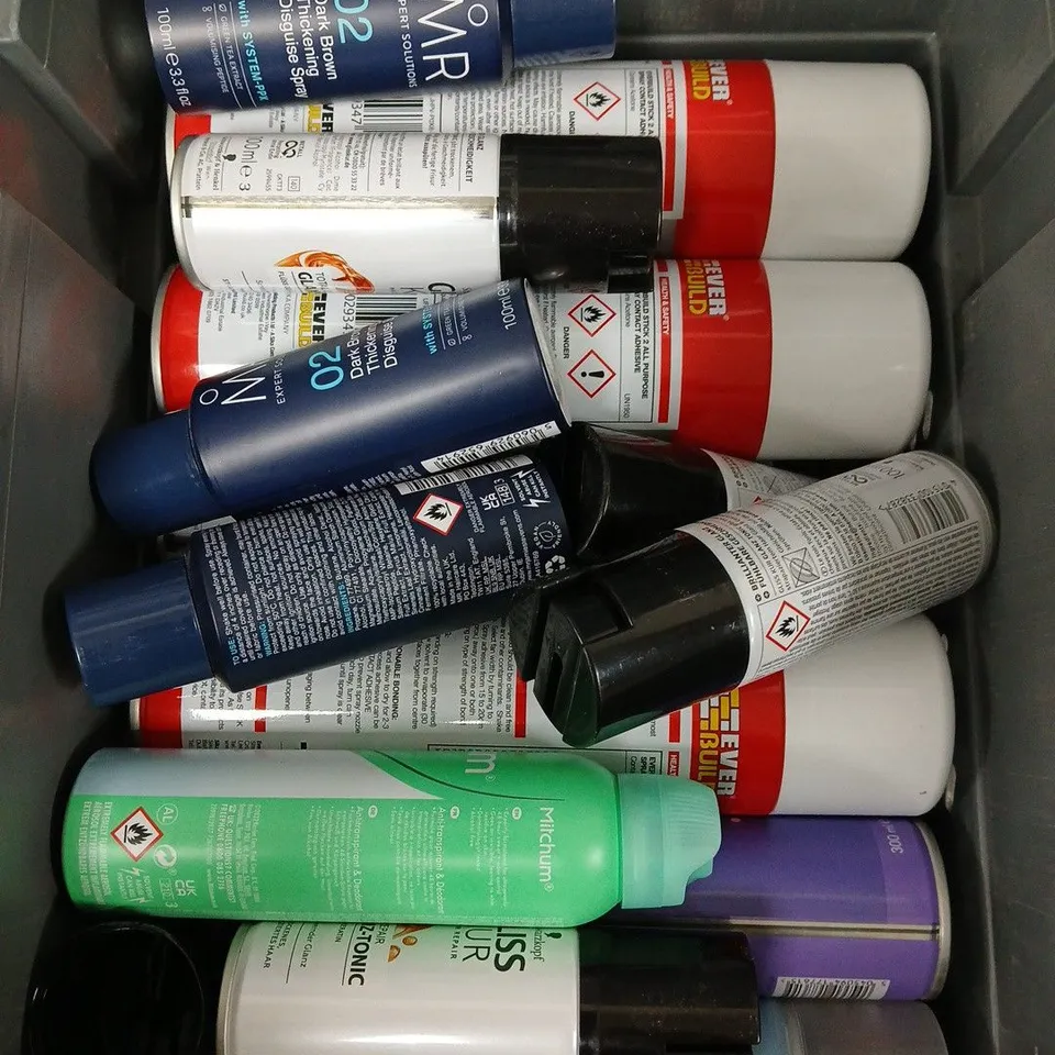 APPROXIMATELY 15 ASSORTED AEROSOL ITEMS TO INCLUDE CONTACT ADHESIVE, DEODORANT, HAIRSPRAY ETC - COLLECTION ONLY