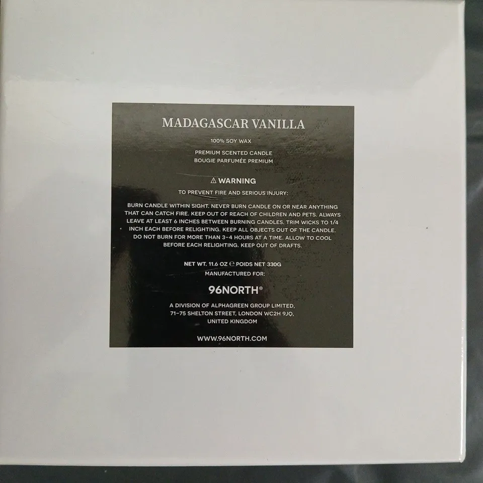 3X 96NORTH MADAGASCAR VANILLA SOY WAX SCENTED CANDLE – BOXED