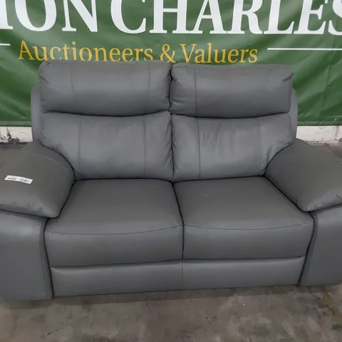 QUALITY ITALIAN DESIGNER TWO SEATER SOFA ANTHRACITE GREY LEATHER