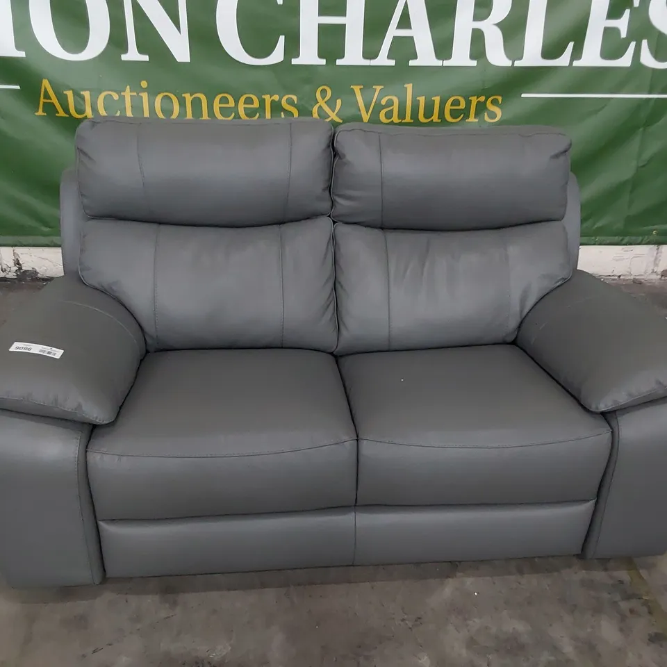 QUALITY ITALIAN DESIGNER TWO SEATER SOFA ANTHRACITE GREY LEATHER 