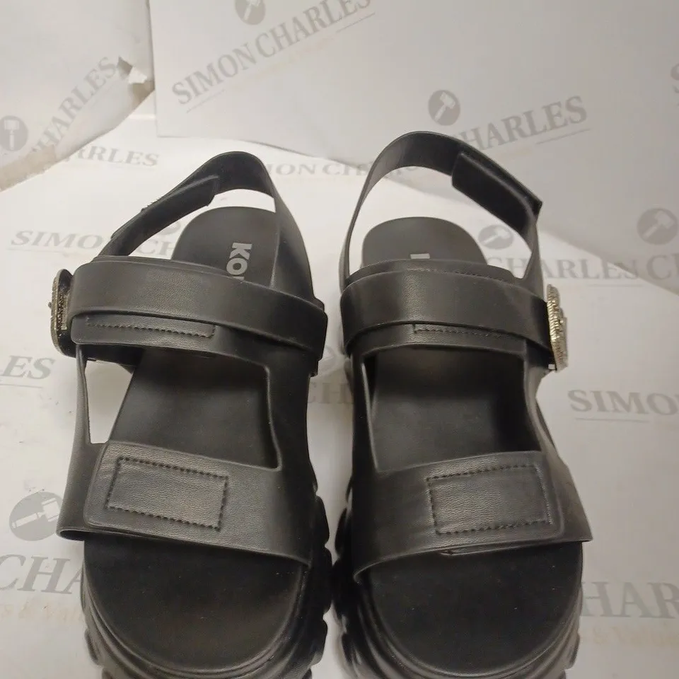 KOI FOOTWEAR BLACK CHUNKY SANDALS WITH SILVER BUCKLE