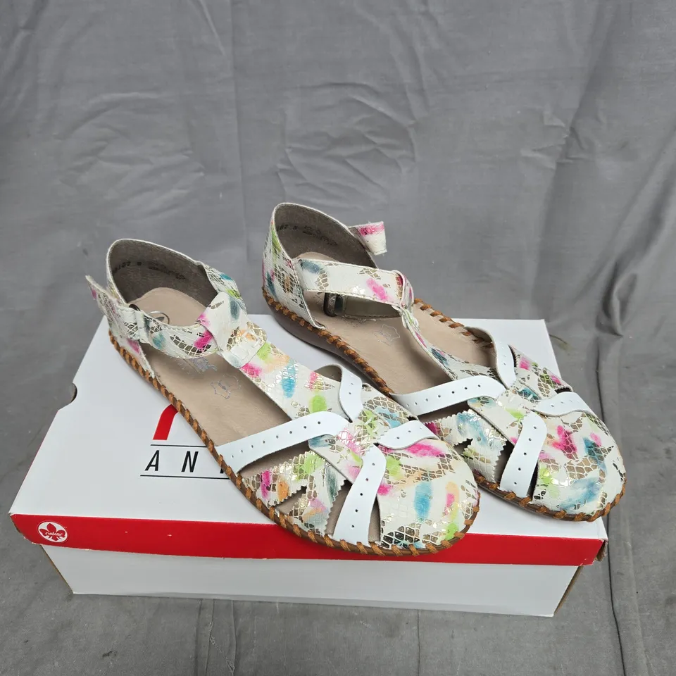 RIEKER MULTI COLOUR SANDALS SIZE 40 BOXED