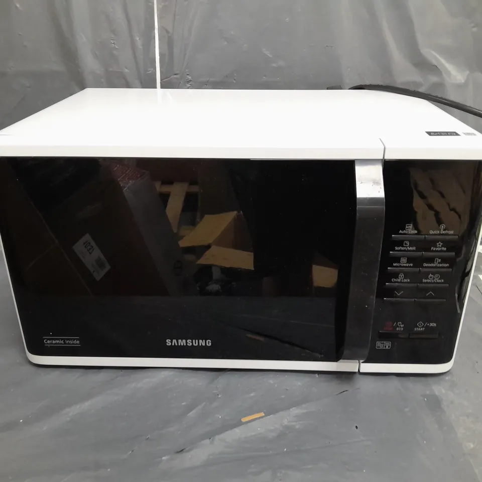 BOXED SAMSUNG MS23K3513AW/EU SOLO 23-LITRE MICROWAVE OVEN - WHITE - COLLECTION ONLY RRP £139