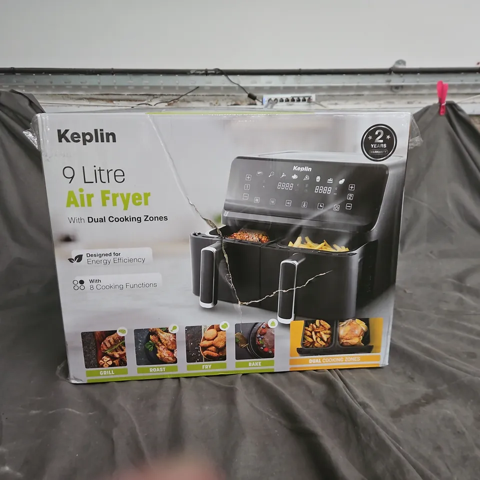 KEPLIN 9 LITRE AIR FRYER – DUAL COOKING ZONES, BOXED