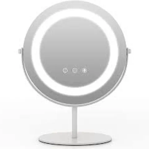 BOXED MULTIGOT MAKEUP MIRROR WITH 3 COLOR LED LIGHT, 25CM VANITY COSMETIC MIRROR WITH SMART TOUCH CONTROL, 360 DEGREE FREE ROTATION TABLETOP MIRROR FOR BEDROOM BATHROOM