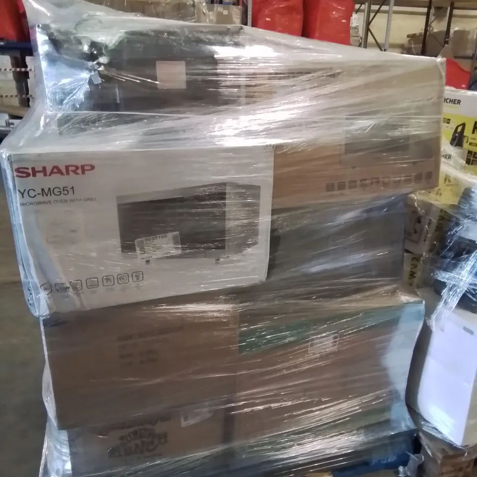 PALLET OF APPROXIMATELY 14 ASSORTED MICROWAVES TO INCLUDE