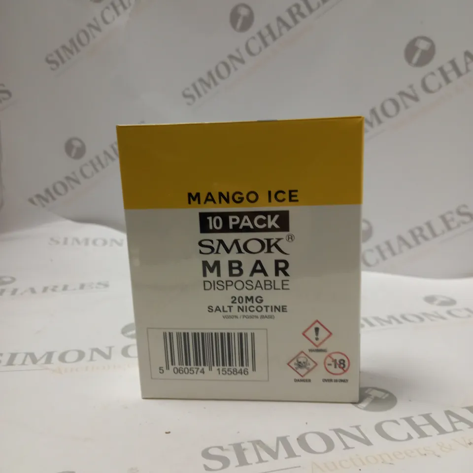 MANGO ICE 10 PACK SMOK MBAR DISPOSABLE 20MG SALT NICOTINE SEALED