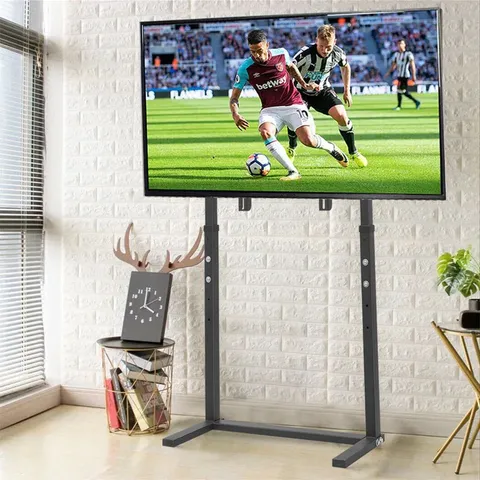 BOXED BLACK UNIVERSAL FLOOR TV STAND MOUNT HEIGHT ADJUSTABLE TV BRACKET (1 BOX)