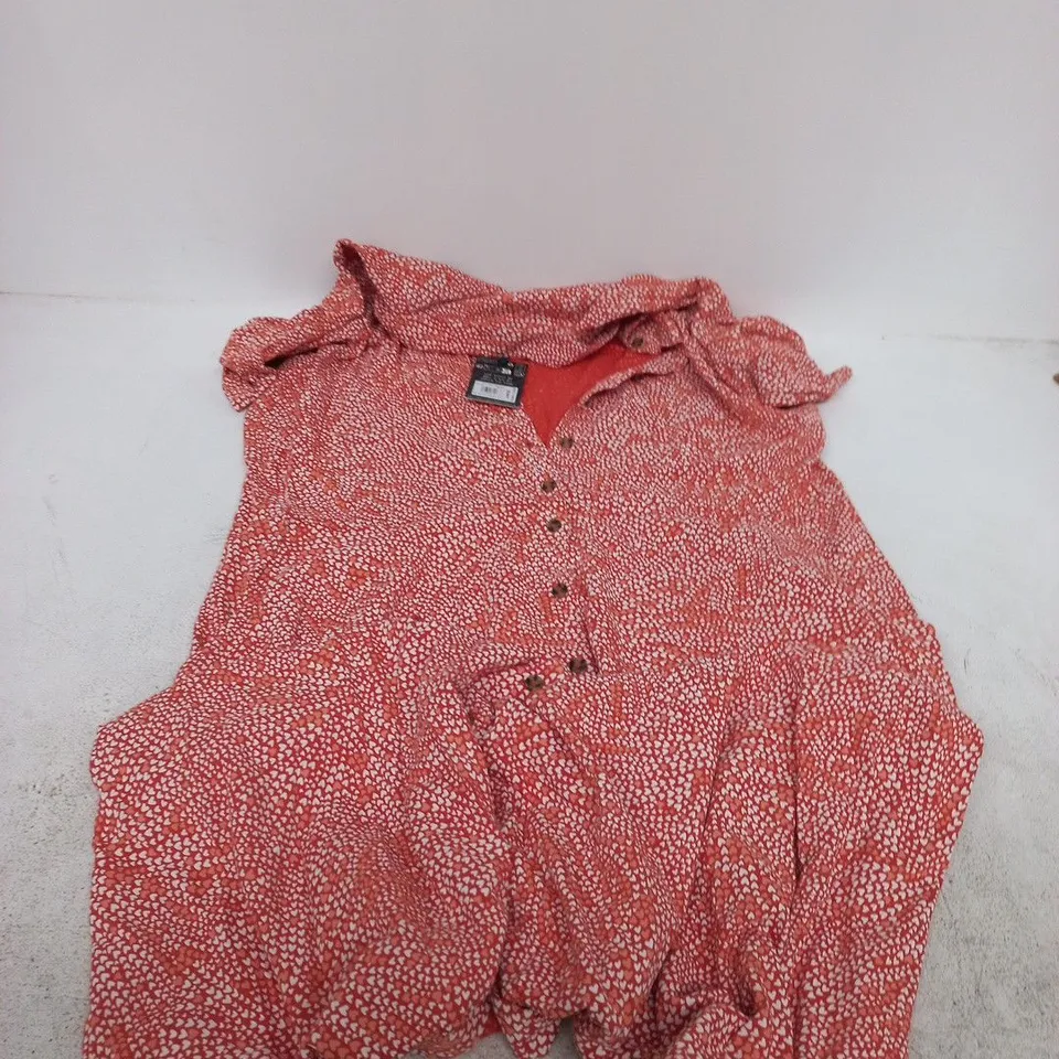 WHITE STUFF RUA JERSEY SHIRT DRESS – RED WITH WHITE HEART PATTERN, UK 18R (EU 46R)