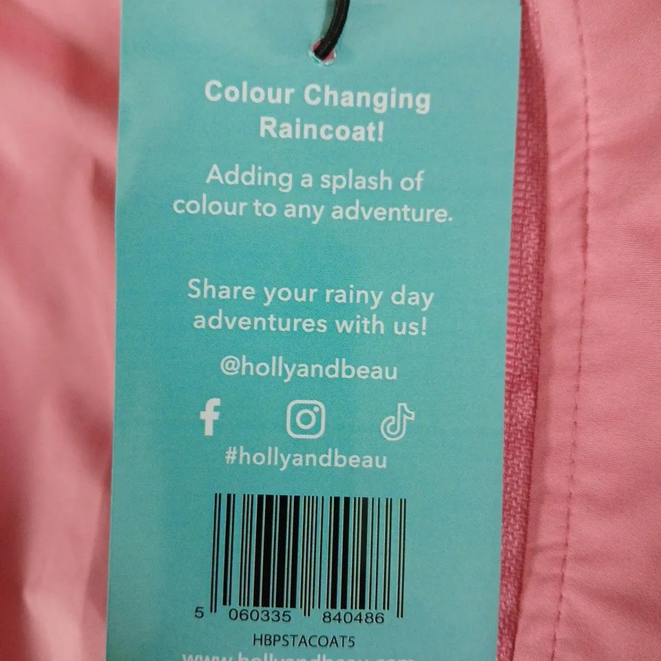 Holly & Beau Pinkstar Raincoat, Age 5-6, Pink with White Stars