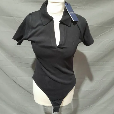 JACK WILLS OPEN COLLAR BODY IN BLACK - SIZE 12