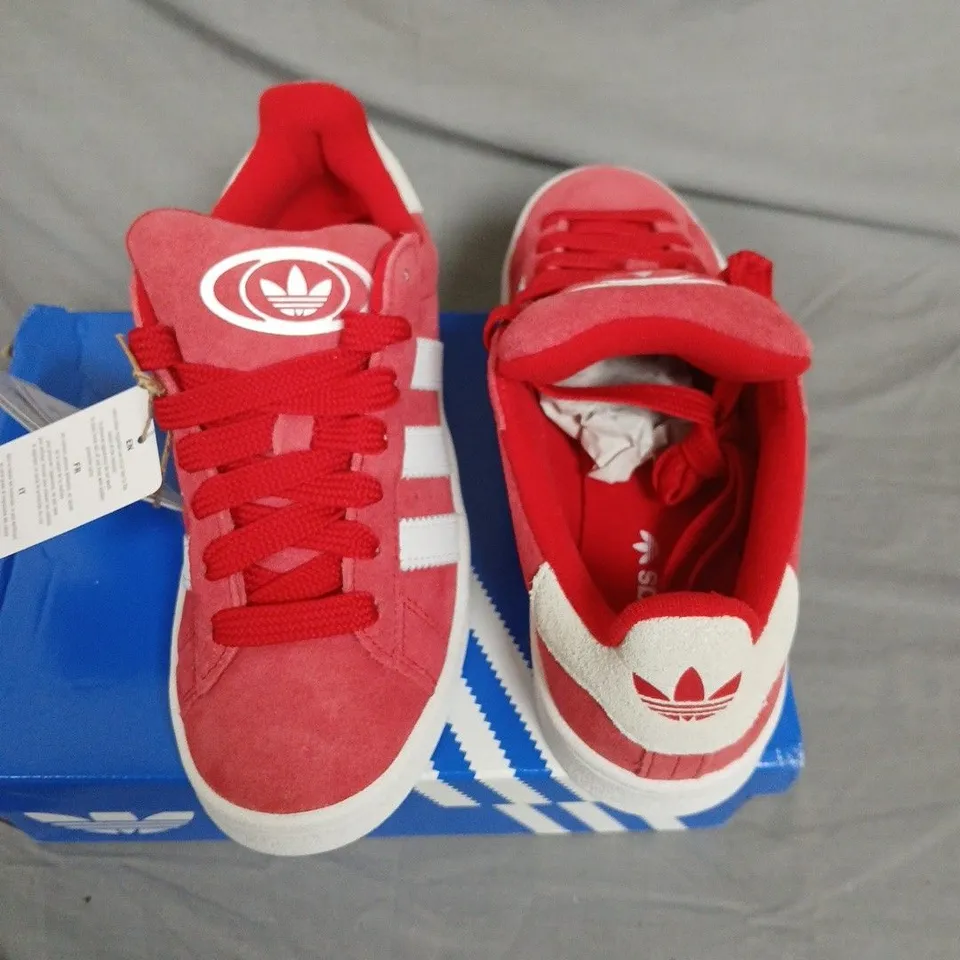 ADIDAS CAMPUS 00S J KIDS' SNEAKERS – RED SUEDE, UK4 (US4.5) – BOXED