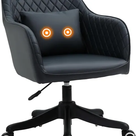 BOXED VINSETTO PU LEATHER OFFICE CHAIR WITH MASSAGE LUMBAR PILLOW AND ROLLING WHEELS - DEEP BLUE (1 BOX)
