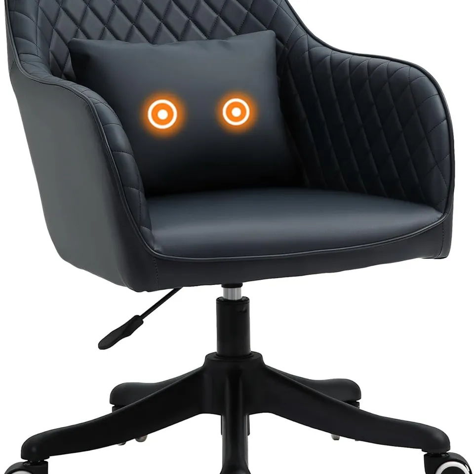 BOXED VINSETTO PU LEATHER OFFICE CHAIR WITH MASSAGE LUMBAR PILLOW AND ROLLING WHEELS - DEEP BLUE (1 BOX)