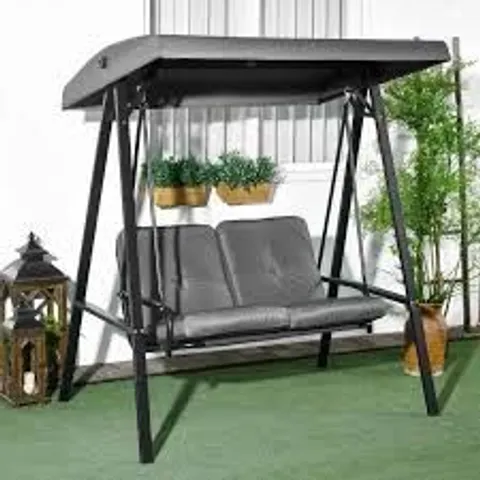 BOXED OUTSUNNY 2 SEATER GARDEN OUTDOOR SWING CHAIR HAMMOCK W/ ADJUSTABLE CANOPY (1 BOX)