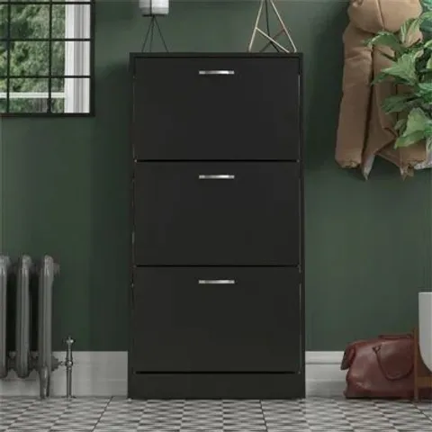 BOXED 3 DRAWER FLIP DOWN SHOE STORAGE FREESTANDING CABINET FOR HALLWAY (1 BOX)