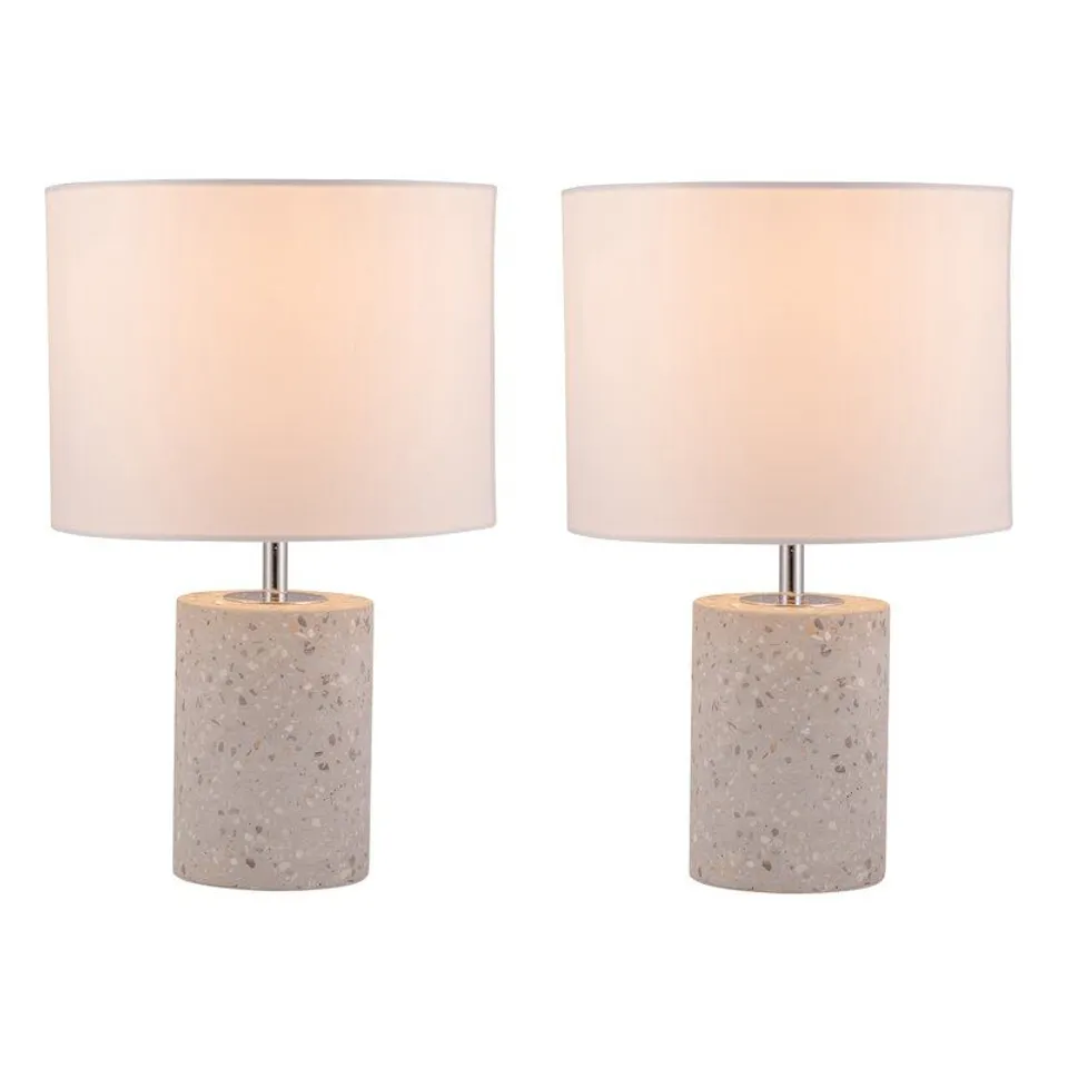 BOXED LOT OF 2 WYATTS 32CM TABLE LAMP SET - WHITE FINISH