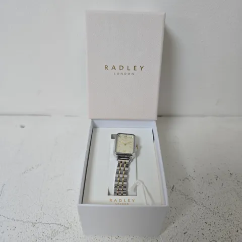 BOXED RADLEY TWO TONE GOLD PLATED STAINLESS STEEL BRACELET WATCH