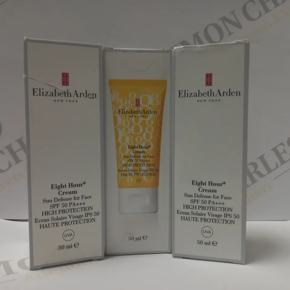 LOT OF 3 X 50ML ELIZABETH ARDEN EIGHT HOUR CREAM SUN DEFENSE FOR FACE SPF50 