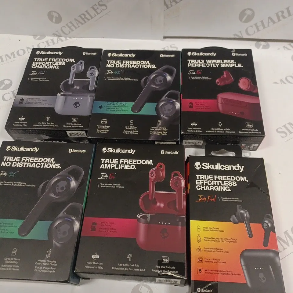 LOT OF 6 ASSORTED PAIRS OF SKULLCANDY TWS EARBUDS