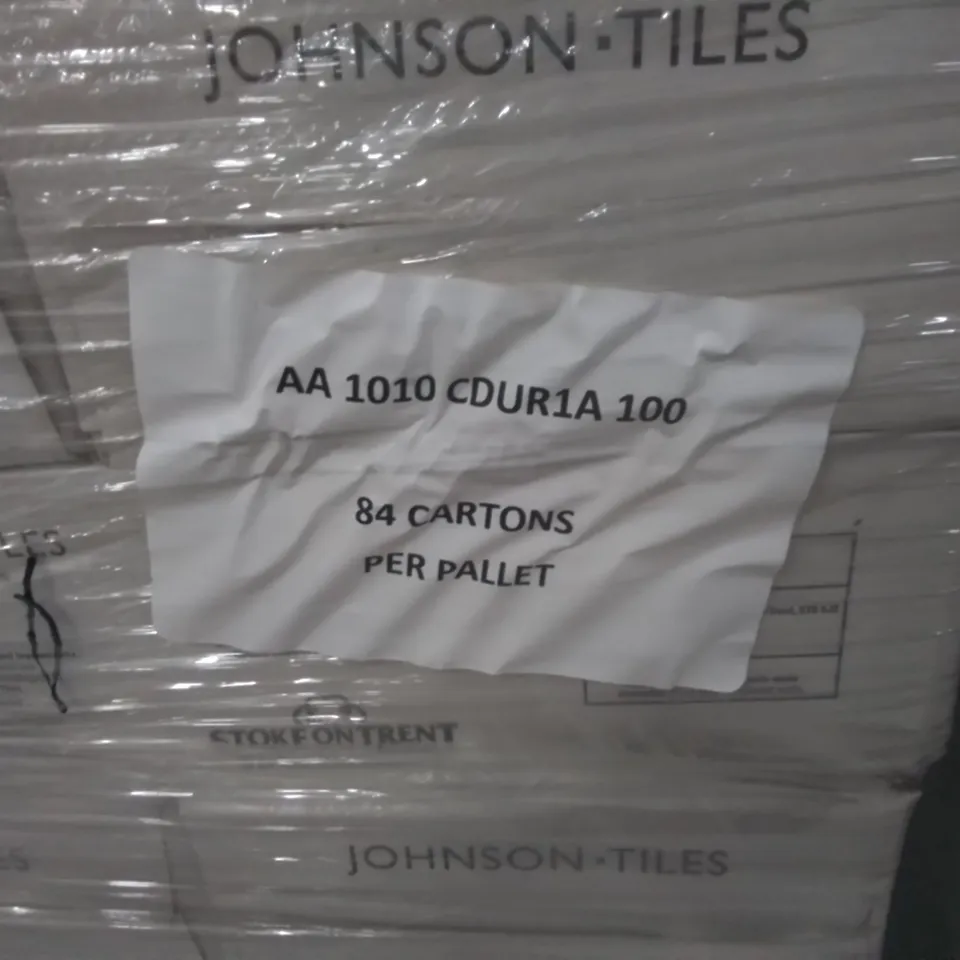 PALLET TO CONTAIN APPROX 84 X CARTONS OF JOHNSON DURA GOLD, GOLD STONE GLAZED WALL TILES - 100 TILES PER CARTON // TILE SIZE: 97 X 97 X 6.5mm