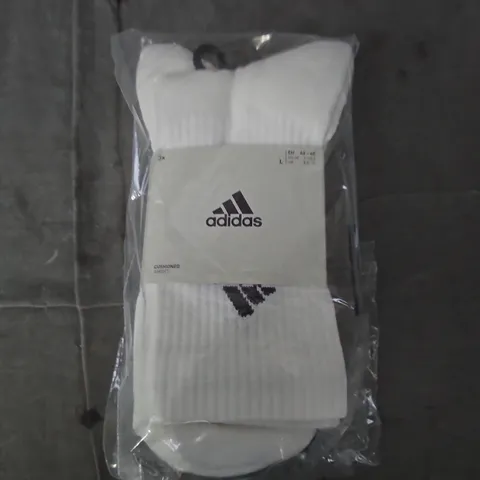 BAGGED ADIDAS CUSHIONED SOCKS – WHITE, 3-PACK