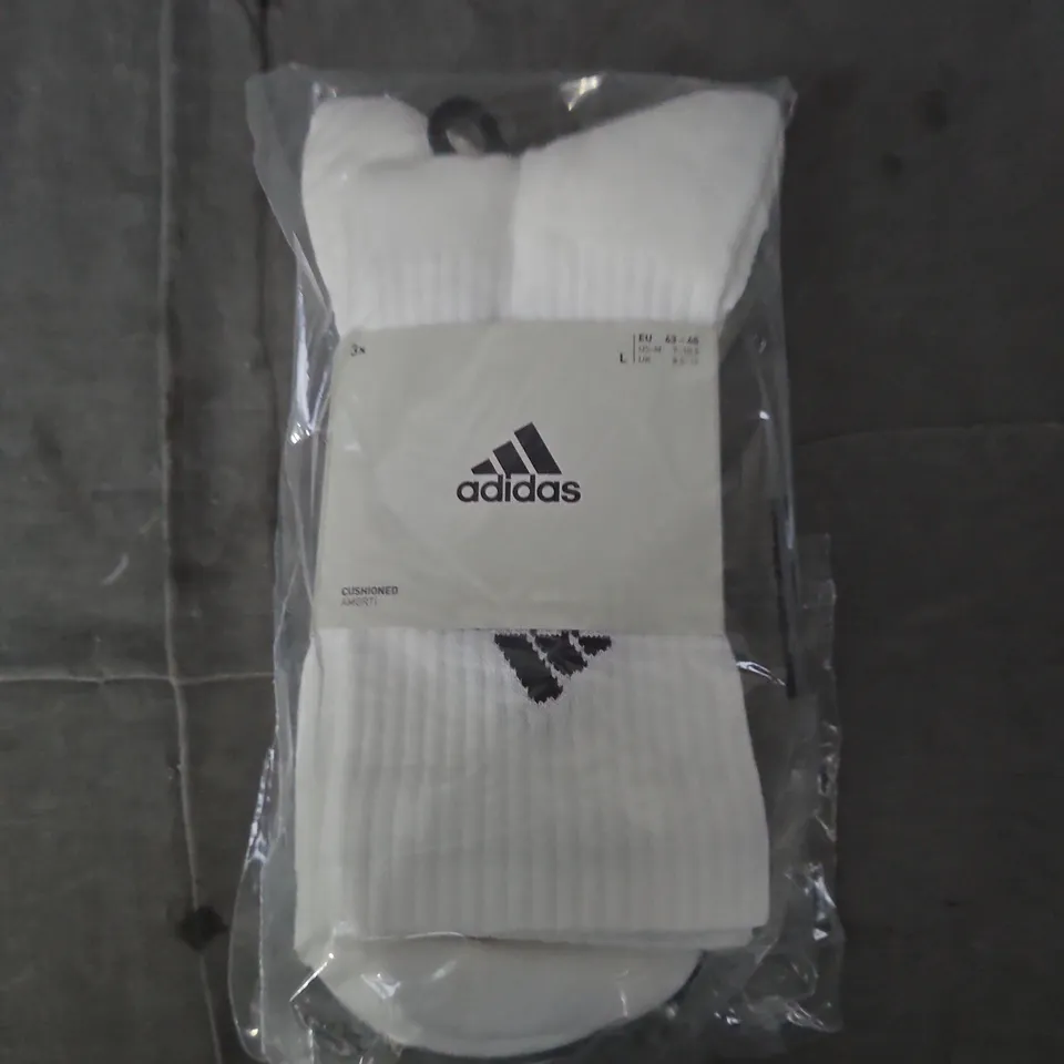 BAGGED ADIDAS CUSHIONED SOCKS – WHITE, 3-PACK
