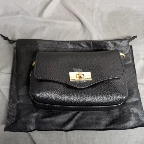 ELIE BEAUMONT LONDON BLACK LEATHER MINI WALLET PURSE WITH GOLD TURN-LOCK