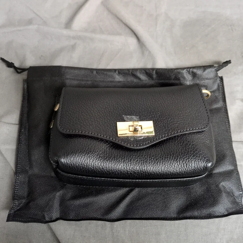 ELIE BEAUMONT LONDON BLACK LEATHER MINI WALLET PURSE WITH GOLD TURN-LOCK