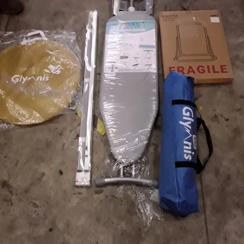 PALLET OF ASSORTED PRODUCTS TO INCLUDE; IRONING BOARD - GLYNIS BEACH TENT - DRESSING TABLE MIRROR ECT 