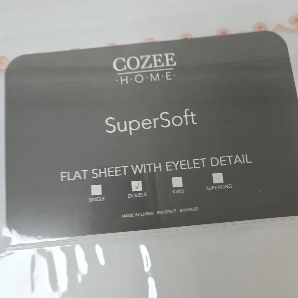 COZEE HOME SUPERSOFT FLAT SHEET WITH EYELET DETAIL – WHITE (SEALED)