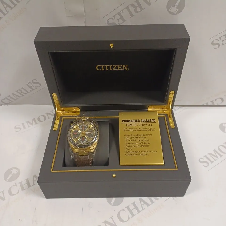 BOXED CITIZEN LIMITED EDITION PROMASTER BULLHEAD RACING CHRONOGRAPH MENS WATCH 