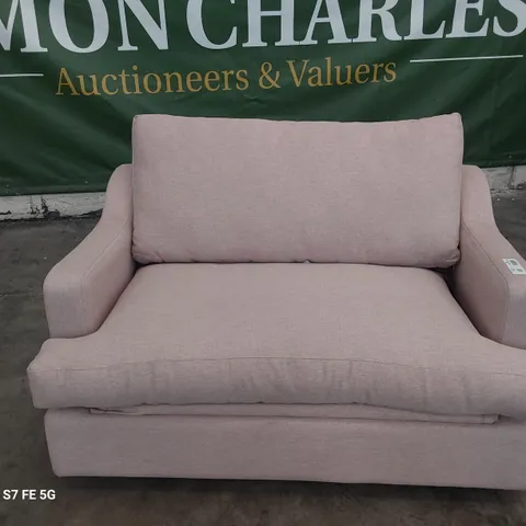 DESIGNER ATWORTH LOVESEAT METAL ACTION SOFABED PINK FABRIC
