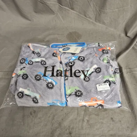 HATLEY BOYS MONSTER TRUCKS FUZZY FLEECE ZIP UP IN GREY MULTI SIZE 10