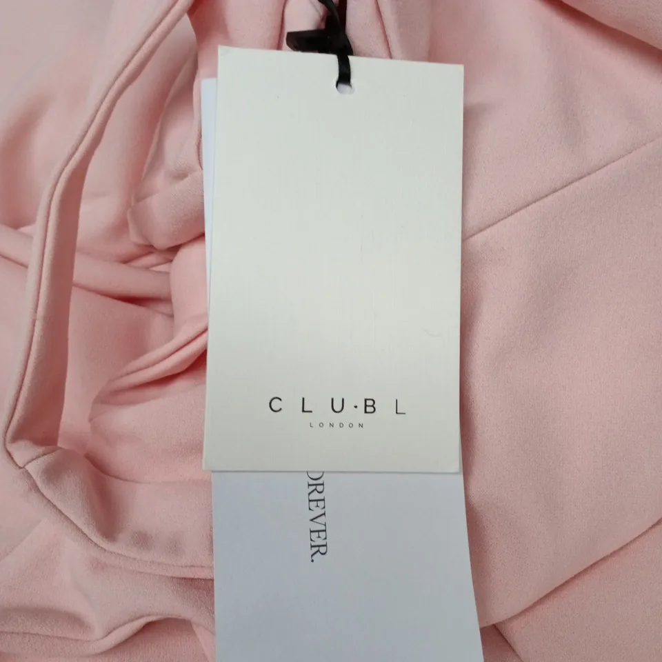 CLUB L LONDON PARINA PINK STRAPPY VOLUME-HEM MIDI DRESS, UK 10