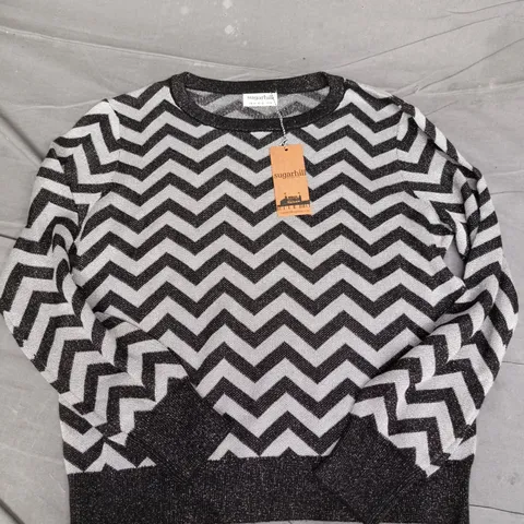 SUGARHILL ROWENA JUMPER IN BLACK/SILVER - UK 14