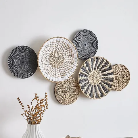 WOVEN CIRCLE WALL ART 80X45CM