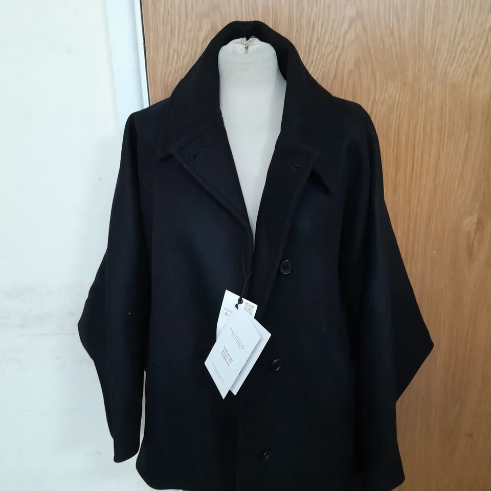 ZARA FAUX WOOL LAPEL COAT IN BLACK SIZE XS-S