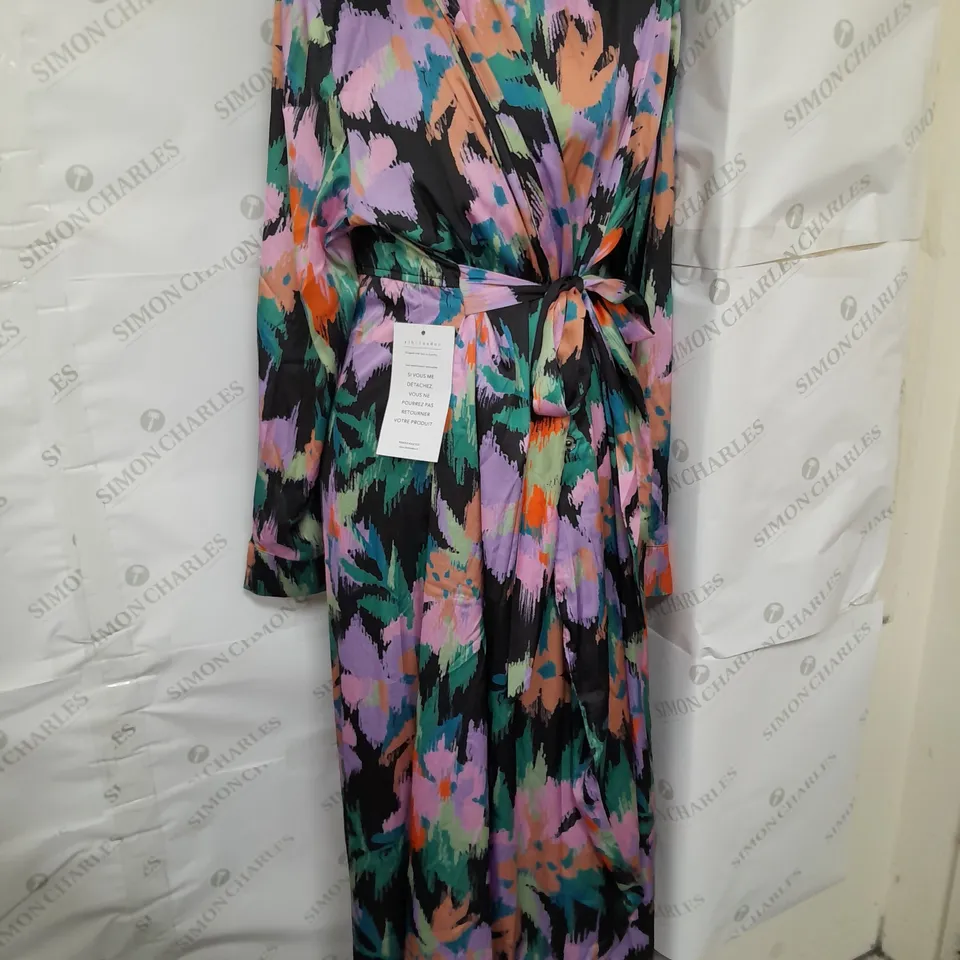ZIBILONDON SILK ROBE IN MULTICOLOURED FLORAL SIZE 12