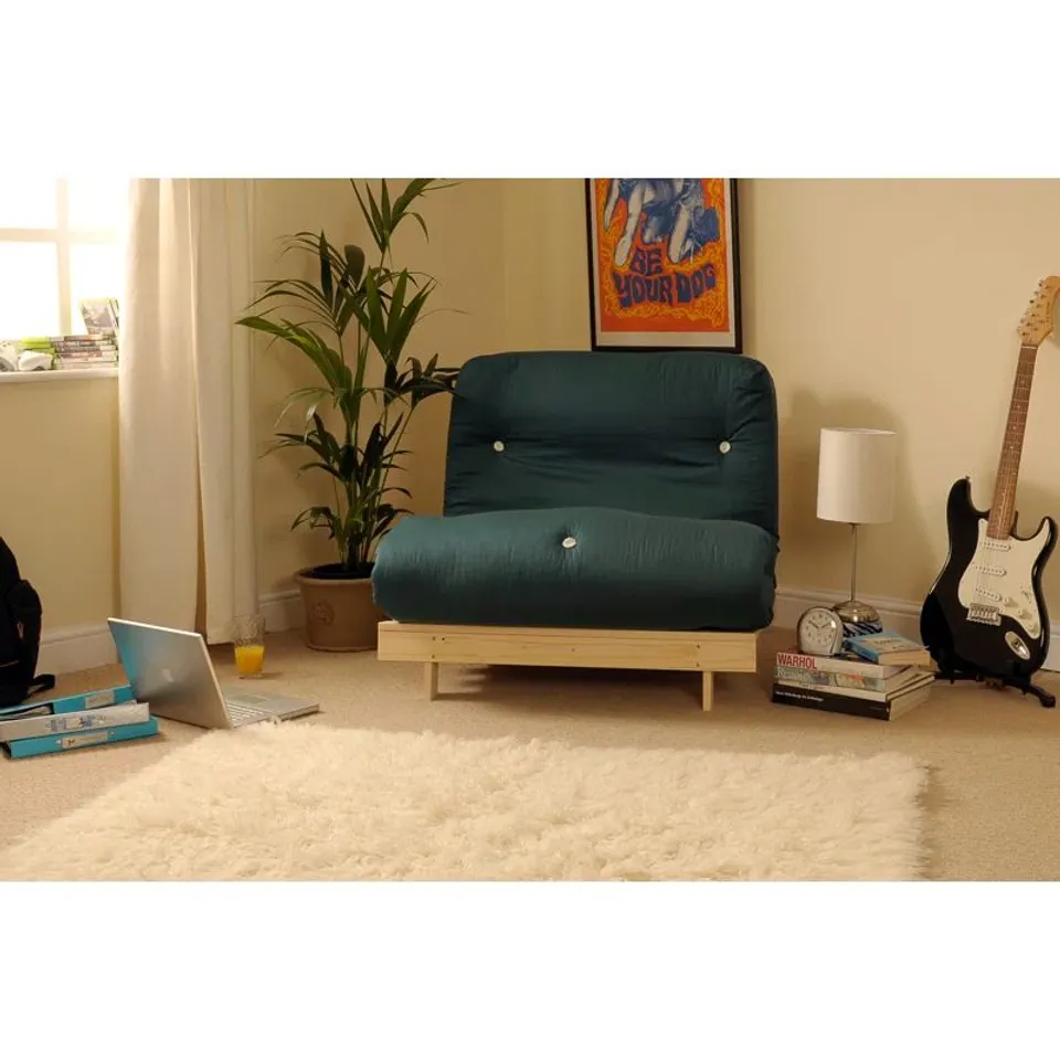 BOXED ARLETE UPHOLSTERED TUFTED FUTON CHAIR - DARK GREEN (2 BOXES)