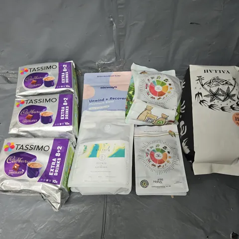 APPROXIMATELY 6 ASSORTED COFFEE/DRINK PRODUCTS TO INCLUDE TASSIMO CADBURYS, SIXWAYS, AND BALANCE ETC.
