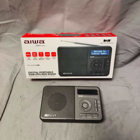 AIWA DIGITAL PORTABLE DAB+/FM RADIO RD-40DAB/BK – WITH DUAL ALARM CLOCK (BOXED)