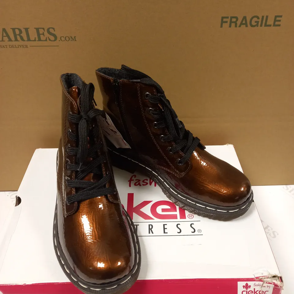 RIEKER LACE ANKLE BOOT BRONZE - SIZE 5